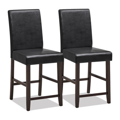 Costway Set Of 2 Bar Stools Pu Upholstered Bar Counter Height Chair Kitchen Dining Chair - image 1