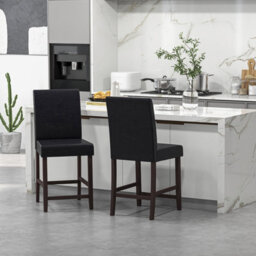 Costway Set Of 2 Bar Stools Pu Upholstered Bar Counter Height Chair Kitchen Dining Chair - thumbnail 4