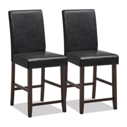 Costway Set Of 2 Bar Stools Pu Upholstered Bar Counter Height Chair Kitchen Dining Chair - thumbnail 1