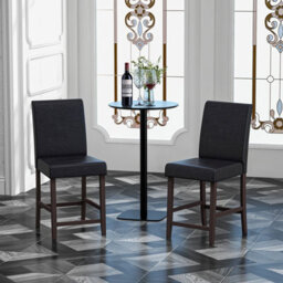 Costway Set Of 2 Bar Stools Pu Upholstered Bar Counter Height Chair Kitchen Dining Chair - thumbnail 3