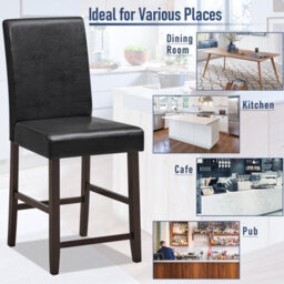 Costway Set Of 2 Bar Stools Pu Upholstered Bar Counter Height Chair Kitchen Dining Chair - thumbnail 9