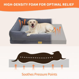 Bingopaw 111X88X23Cm Orthopedic Dog Bed, Calming Pet Sofa Couch Enhanced Bolster, Nonslip Bottom, Grey - thumbnail 4
