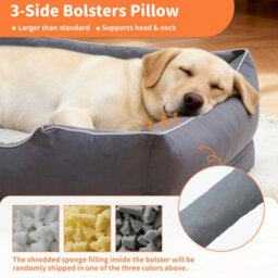 Bingopaw 111X88X23Cm Orthopedic Dog Bed, Calming Pet Sofa Couch Enhanced Bolster, Nonslip Bottom, Grey - thumbnail 3