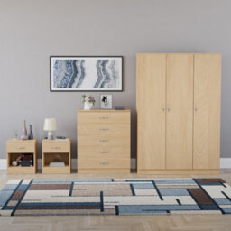 Lassic Vida Designs Riano 4 Piece Bedroom Set (1 Drawer Bedside Chest, 5 Drawer Chest, 3 Door Wardrobe), Pine - thumbnail 7
