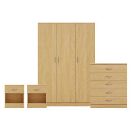 Lassic Vida Designs Riano 4 Piece Bedroom Set (1 Drawer Bedside Chest, 5 Drawer Chest, 3 Door Wardrobe), Pine - thumbnail 8