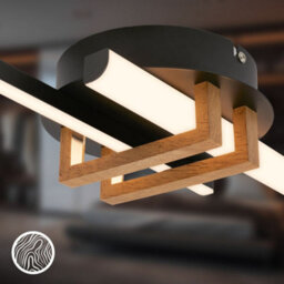 Briloner Modern Led Ceiling Light Flush Living Room Lamp Warm White Bedroom 18W, 2000Lm Black Wood - thumbnail 3
