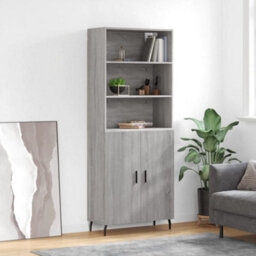 Berkfield Highboard Grey Sonoma 69.5X34X180 Cm Engineered Wood - thumbnail 1