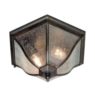 Luminosa Lighting Elstead New England 2 Light Medium Outdoor Flush Ceiling Lantern Weathered Bronze Ip44, E27 - image 1