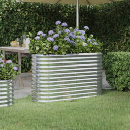 Berkfield Durable Garden Planter Powder-Coated Steel 114X40X68 Cm Silver - thumbnail 2