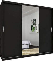 Sliding Wardrobes 4 u LTD Meldon Tripple Sliding Door Wardrobe In 6 Colors White, Black, Grey, Oak, Wenge & Walnut - (Black) W2500mm, H2170mm - thumbnail 2