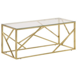 Berkfield Coffee Table Gold Stainless Steel And Tempered Glass - thumbnail 2