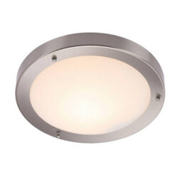 Luminosa Lighting Luminosa Portico Bathroom Flush Ceiling Light Frosted Glass, Satin Nickel Ip44, E27
