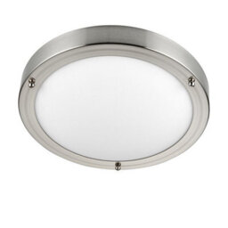 Luminosa Lighting Luminosa Portico Bathroom Flush Ceiling Light Frosted Glass, Satin Nickel Ip44, E27 - thumbnail 2