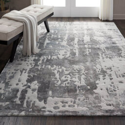 Silver Wool Handmade Luxurious Modern Abstract Optical/ (3D) Rug For Living Room And Bedroom-236Cm X 297Cm - thumbnail 2