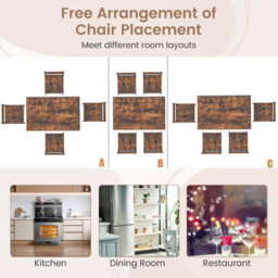 Costway Dining Table Set For 4 Modern Kitchen Dining Room Furniture W/ Metal Frame-Brown - thumbnail 9