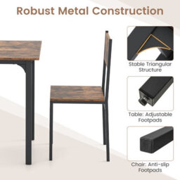 Costway Dining Table Set For 4 Modern Kitchen Dining Room Furniture W/ Metal Frame-Brown - thumbnail 6