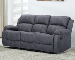 Furnishings For Less UK Alaska Grey Suede Fabric Sofa Suite Manual Reclining Sofa Set 3 + 2 Seater Sofas High Back - thumbnail 6