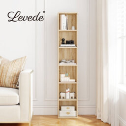 Levede Slim Wooden Bookcase Storage Shelf Organizer For Home Office - thumbnail 9