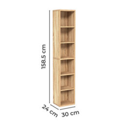 Levede Slim Wooden Bookcase Storage Shelf Organizer For Home Office - thumbnail 4