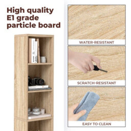 Levede Slim Wooden Bookcase Storage Shelf Organizer For Home Office - thumbnail 5