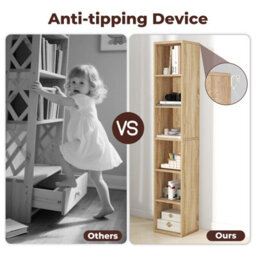 Levede Slim Wooden Bookcase Storage Shelf Organizer For Home Office - thumbnail 7