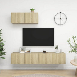 Berkfield Tv Cabinets 3 Pcs Sonoma Oak Engineered Wood - thumbnail 1