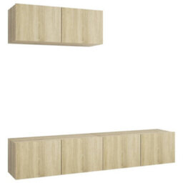 Berkfield Tv Cabinets 3 Pcs Sonoma Oak Engineered Wood - thumbnail 2