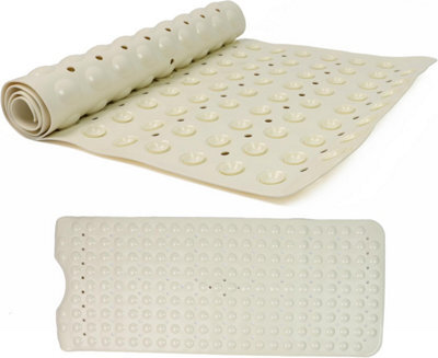 Divchi Shower Bath Mat Non Slip Anti Mould & Mildew With Strong Suction Cups Grip And Drain Holes Beige 40X100Cm - image 1
