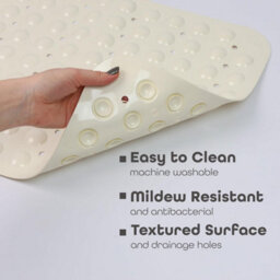 Divchi Shower Bath Mat Non Slip Anti Mould & Mildew With Strong Suction Cups Grip And Drain Holes Beige 40X100Cm - thumbnail 4