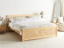 Beliani Bed Pine Wood Olendon 180 X 200 Cm (Eu Super King) Light Brown - thumbnail 2