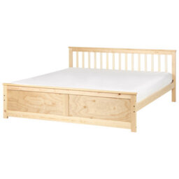 Beliani Bed Pine Wood Olendon 180 X 200 Cm (Eu Super King) Light Brown - thumbnail 1