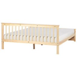Beliani Bed Pine Wood Olendon 180 X 200 Cm (Eu Super King) Light Brown - thumbnail 5