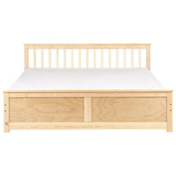 Beliani Bed Pine Wood Olendon 180 X 200 Cm (Eu Super King) Light Brown - thumbnail 4