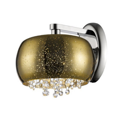 Luminosa Lighting Luminosa Luna 1 Light Wall Lamp Gold Crystal