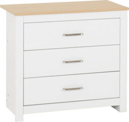 Seconique Portland 3 Drawer Chest In White With Oak Effect Finish - thumbnail 2