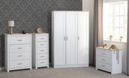 Seconique Portland 3 Drawer Chest In White With Oak Effect Finish - thumbnail 7