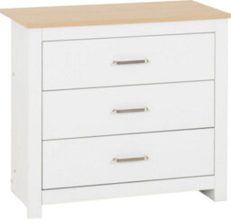 Seconique Portland 3 Drawer Chest In White With Oak Effect Finish