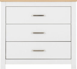 Seconique Portland 3 Drawer Chest In White With Oak Effect Finish - thumbnail 4