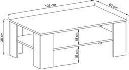 Arte Country Oak Coffee Table With Storage Shelf, Timeless Living Room Furniture Table, Laminated Board, W103Cm X H38Cm X D68Cm - thumbnail 3