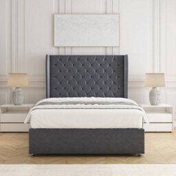 Bsspoke Amelia Divan Bed Set Steel Plush Velvet 54Inch Panel Headboard & Mattress No Drawers In 3Ft 4Ft 4Ft6 5Ft 6Ft - thumbnail 1