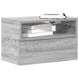Berkfield Wall-Mounted Bedside Cabinet Grey Sonoma 45X26X28.5 Cm - thumbnail 1
