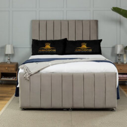 UKBEDFURNITURE Belvoir Plush Grey End Opening Divan Ottoman Bed With 54 Inch Headboard & 10 Inch Orthopaedic Mattress - thumbnail 2