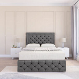 "Sloomy 5Ft Vienna Plush Steel Bed Set With 2 Drawers & Footboard, Mattress & 54"" Headboard - King" - thumbnail 1