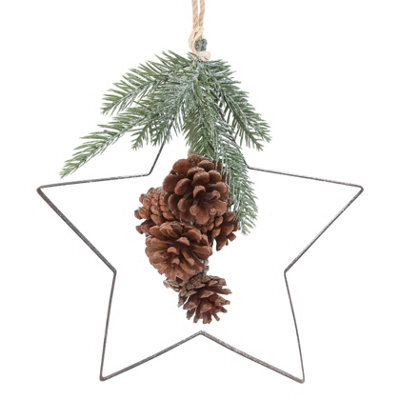 Gisela Graham Christmas Metal Star With Pinecones Hanging Decoration, 26 X 38 Cm, Rustic Brown
