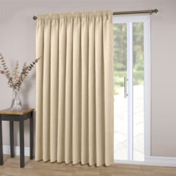 Ameha Cream 230 Gsm Plain Thermal Blackout Pencil Pleat Door Curtain For Bedroom Single Panel Energy Saving 66'' X 84'' Uk Home - thumbnail 6