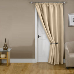 Ameha Cream 230 Gsm Plain Thermal Blackout Pencil Pleat Door Curtain For Bedroom Single Panel Energy Saving 66'' X 84'' Uk Home - thumbnail 4
