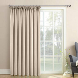 Ameha Cream 230 Gsm Plain Thermal Blackout Pencil Pleat Door Curtain For Bedroom Single Panel Energy Saving 66'' X 84'' Uk Home - thumbnail 5