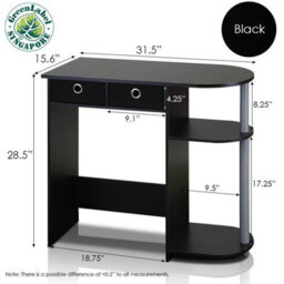 Walplus Furinno Go Green Home Laptop Notebook Computer Desk/table, Black/grey/black - thumbnail 4