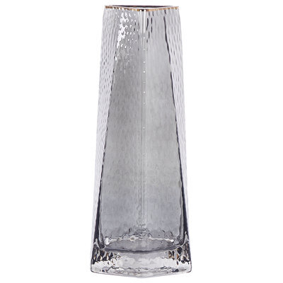 Beliani Flower Vase Lilaia Glass 27 Cm Grey - image 1