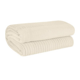 Ehc Cotton Soft Hand Woven Reversible Lightweight Cream Adult Cellular Blanket, Single 180 X 230Cm - thumbnail 1